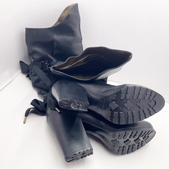 {Vanessa Bruno} Leather & Bows Over Knee Boots - Picture 12 of 16